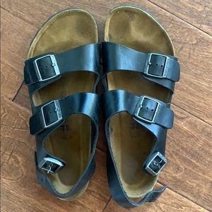 GUC black leather Birkenstock Milano soft footbed